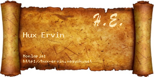 Hux Ervin névjegykártya